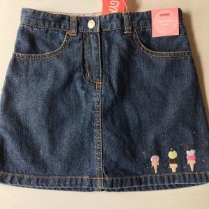 NEW Ice Cream Social Skirt Girls 6 Denim Blue Jean Gymboree Cotton